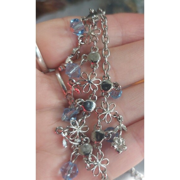 Cute cookie lee blue flowers ab rhinestone necklace+ bonus unsigned brooch - Picture 8 of 11